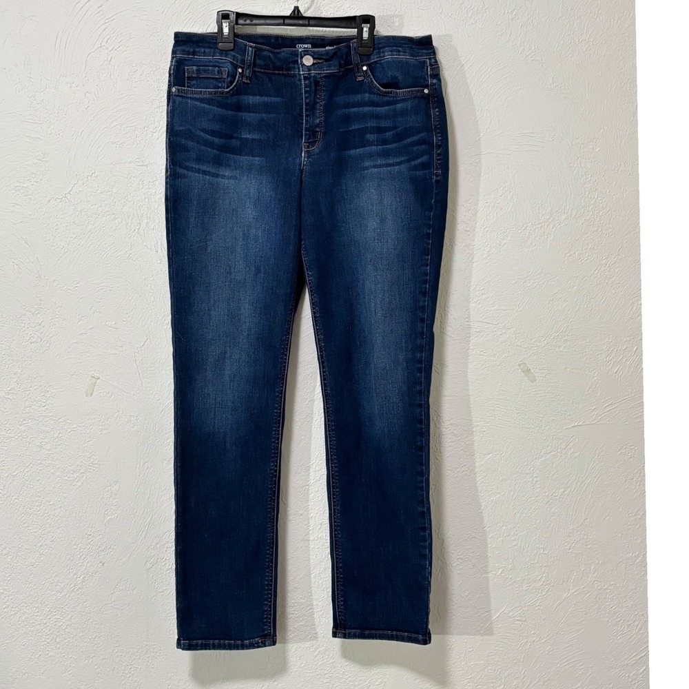 Crown & Ivy Straight Leg Jeans Womens 14R Dark Wash Denim Pants